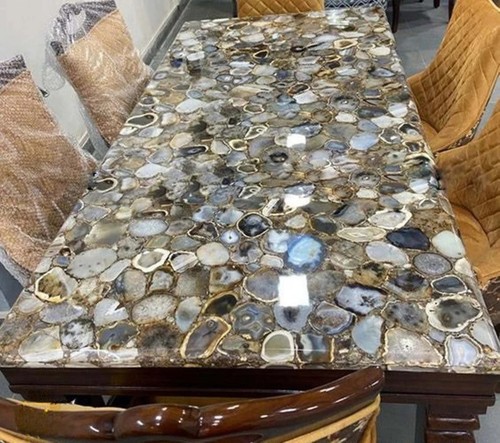 Light grey agate coffee table - light,